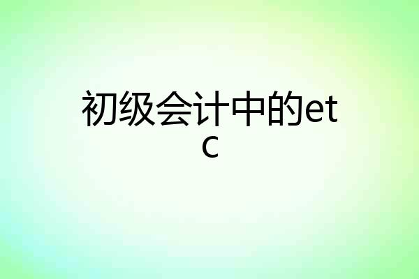 初级会计中的etc
