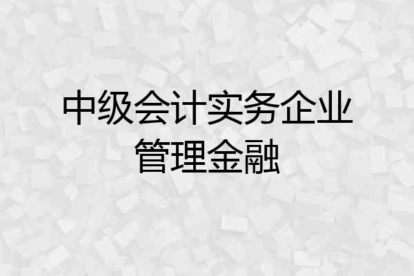 中级会计实务企业管理金融