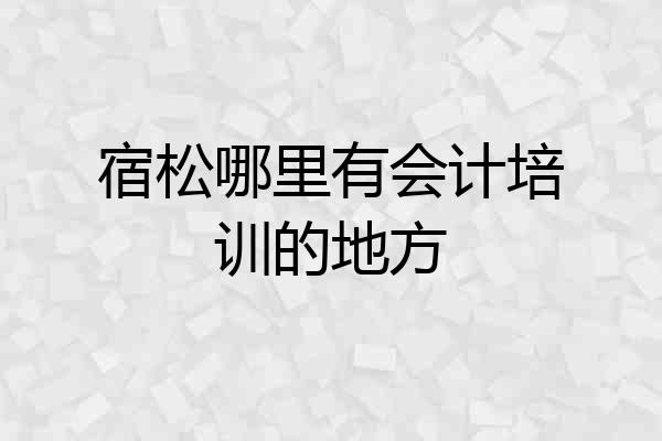 宿松哪里有会计培训的地方