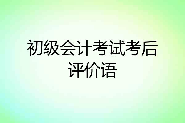 初级会计考试考后评价语