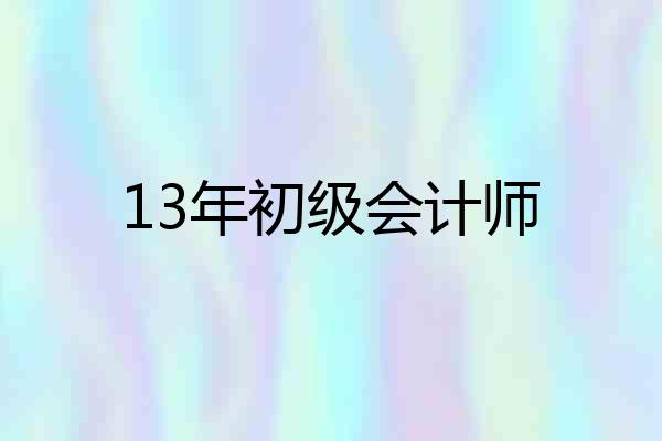 13年初级会计师