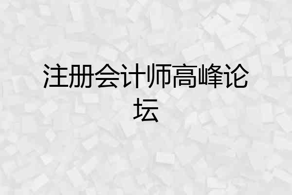 注册会计师高峰论坛