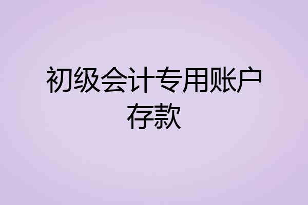 初级会计专用账户存款