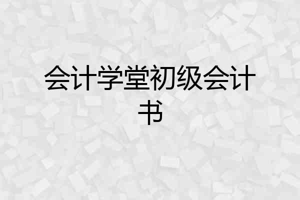 会计学堂初级会计书