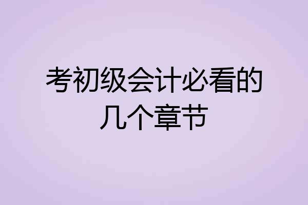 考初级会计必看的几个章节