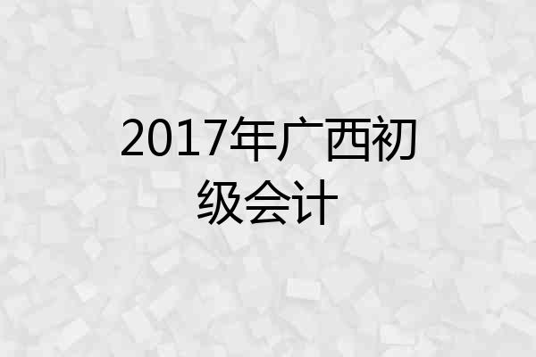 2017年广西初级会计