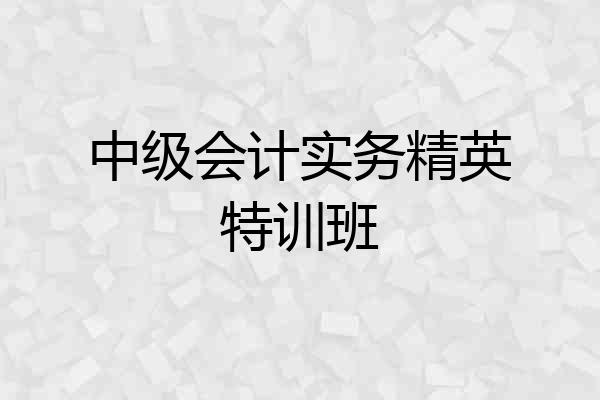 中级会计实务精英特训班