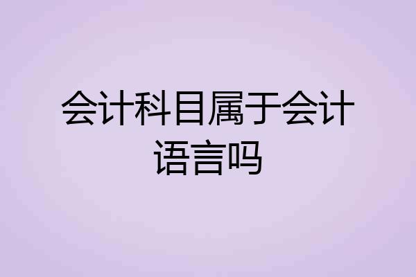 会计科目属于会计语言吗