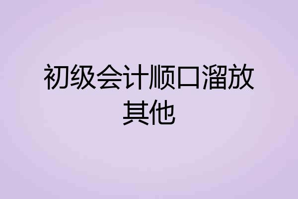 初级会计顺口溜放其他