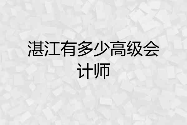 湛江有多少高级会计师