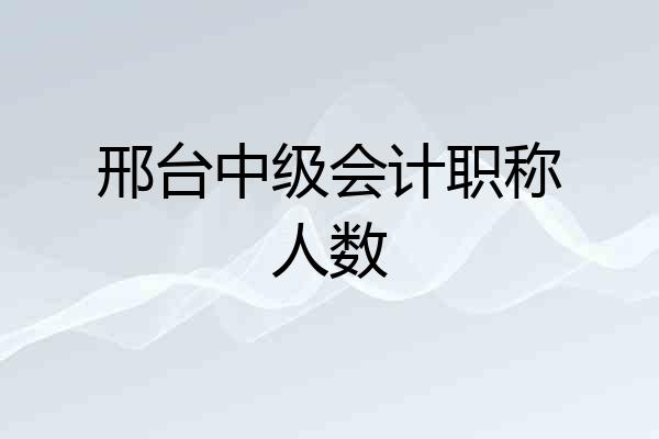 邢台中级会计职称人数