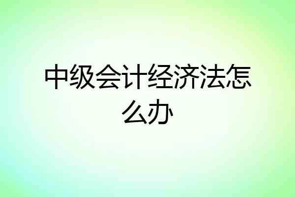 中级会计经济法怎么办