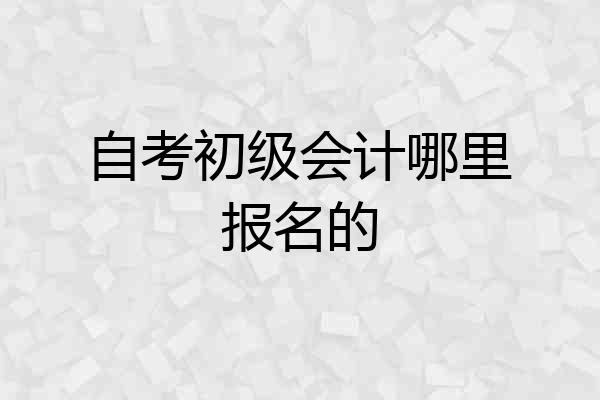 自考初级会计哪里报名的
