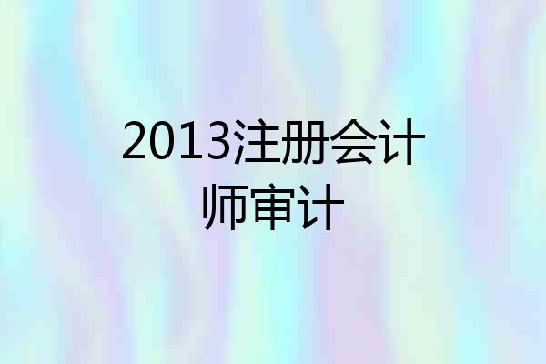 2013注册会计师审计