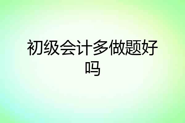 初级会计多做题好吗