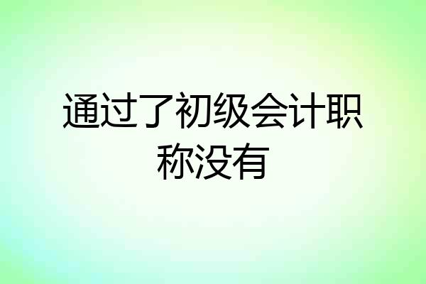 通过了初级会计职称没有