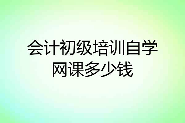 会计初级培训自学网课多少钱