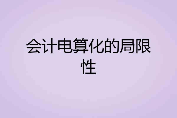 会计电算化的局限性