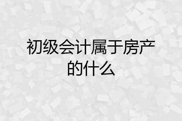 初级会计属于房产的什么
