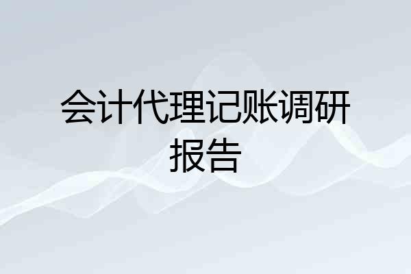 会计代理记账调研报告