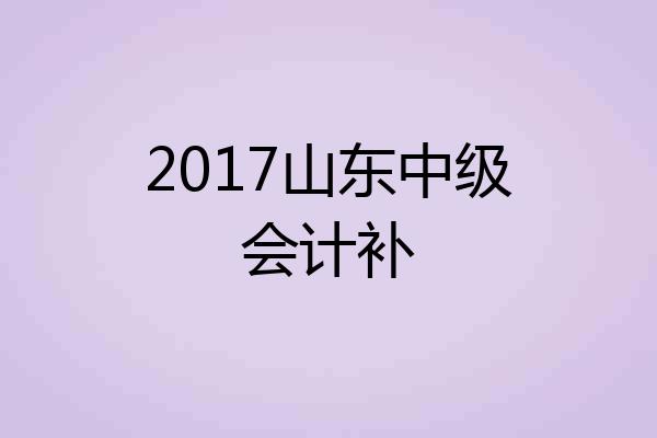 2017山东中级会计补