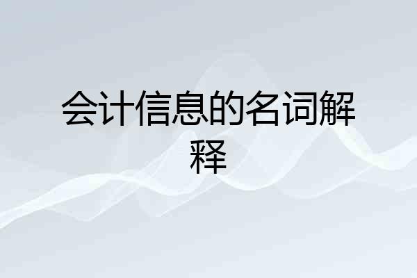 会计信息的名词解释