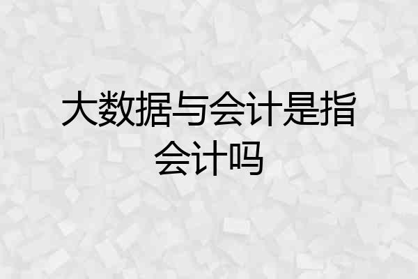 大数据与会计是指会计吗