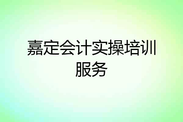 嘉定会计实操培训服务
