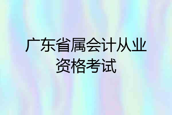 广东省属会计从业资格考试