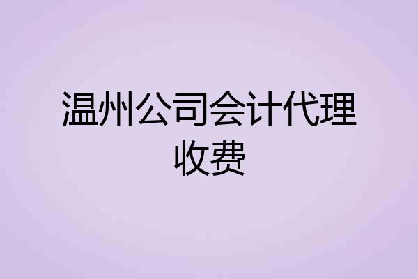 温州公司会计代理收费
