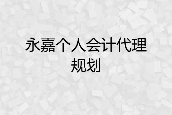 永嘉个人会计代理规划