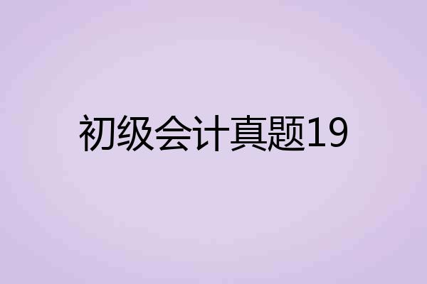 初级会计真题19