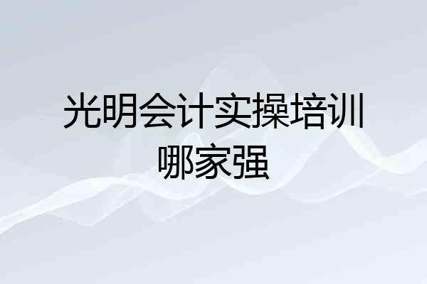 光明会计实操培训哪家强
