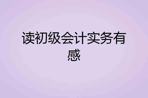 读初级会计实务有感