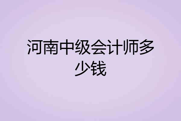 河南中级会计师多少钱
