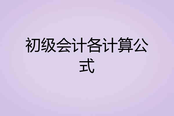 初级会计各计算公式
