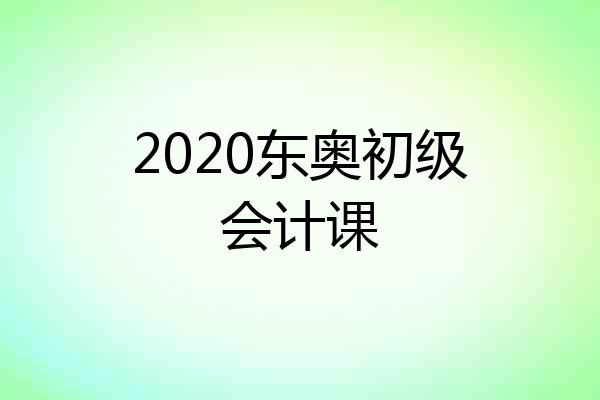 2020东奥初级会计课
