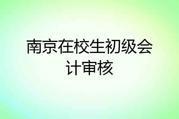 南京在校生初级会计审核