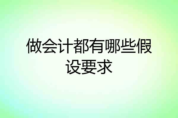 做会计都有哪些假设要求