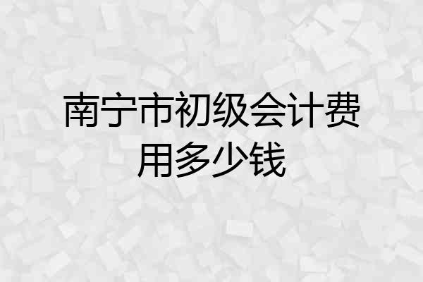 南宁市初级会计费用多少钱
