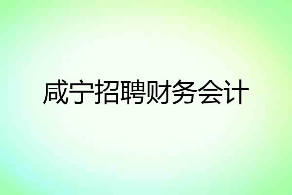 咸宁招聘财务会计