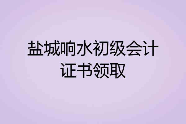 盐城响水初级会计证书领取