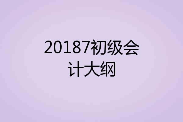 20187初级会计大纲