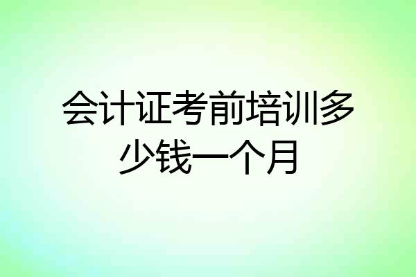 会计证考前培训多少钱一个月
