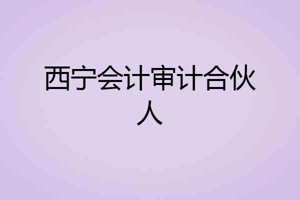 西宁会计审计合伙人
