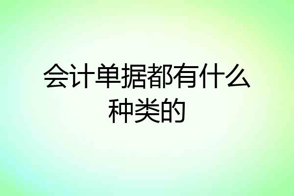 会计单据都有什么种类的