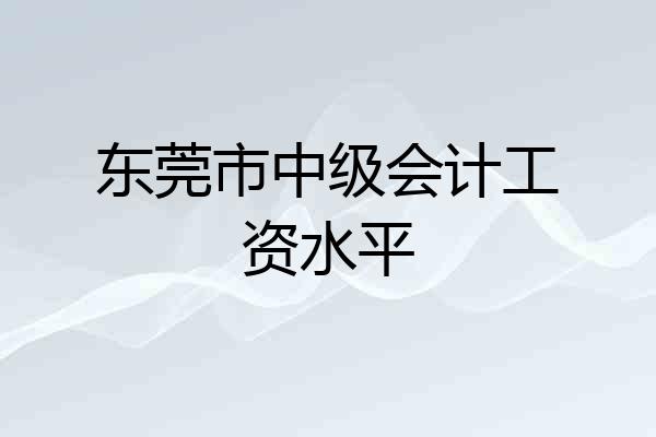 东莞市中级会计工资水平
