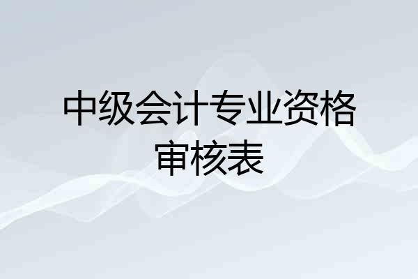 中级会计专业资格审核表