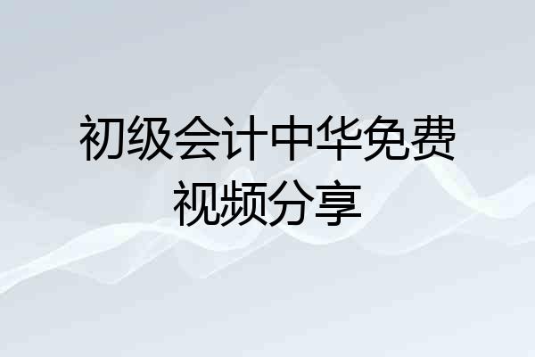 初级会计中华免费视频分享
