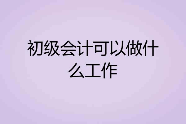 初级会计可以做什么工作